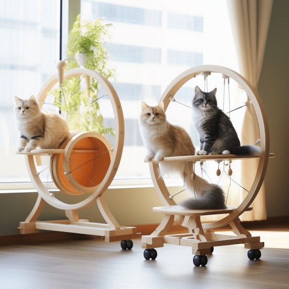 Cat tree with exercise wheel